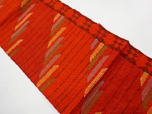 リサイクル　手織り真綿紬変わり横段模様織出し名古屋帯